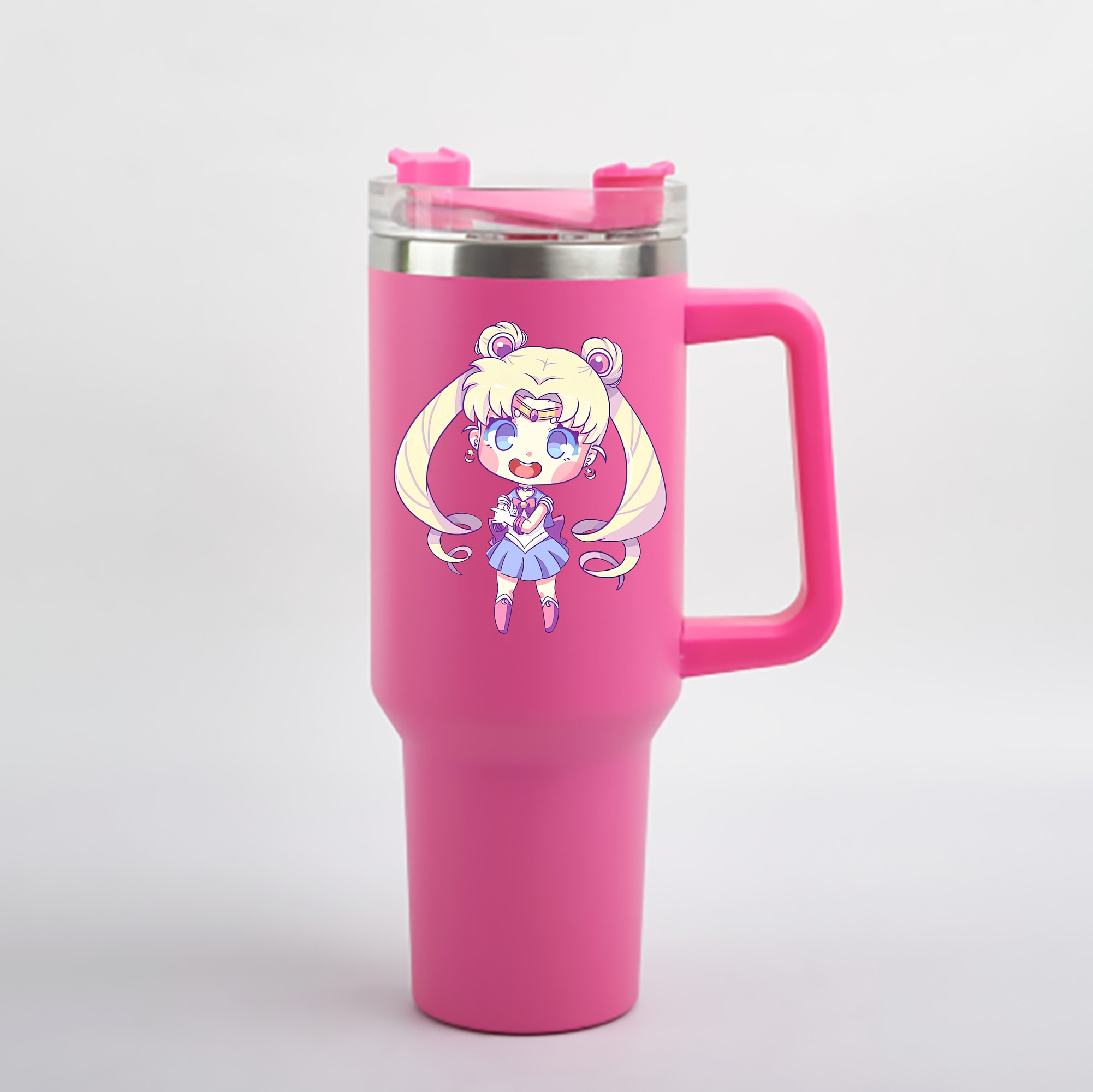 （画像用） 美少女戦士セーラームーン 月野 うさぎ つきの うさぎ Sailor Moon Tsukino Usagi 1200mL車用タンブラー - クリスタルステッカー（プラスチックストロー付き）